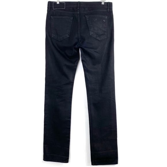 RAG and Bone RB15X Slim Straight Jeans Coated Black - Picture 4 of 10